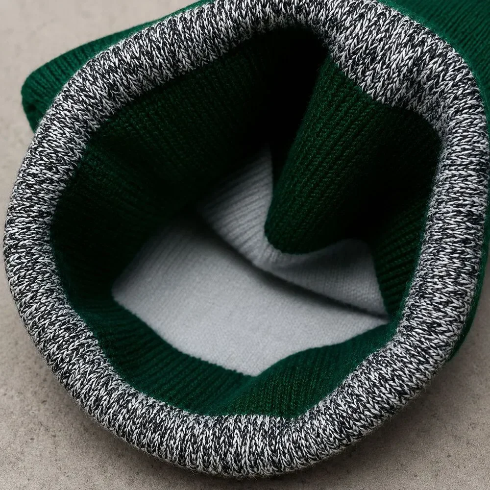 Jerusalem Israel Beanie Green Knit Cuffed Winter Hat Souvenir Hebrew One Size